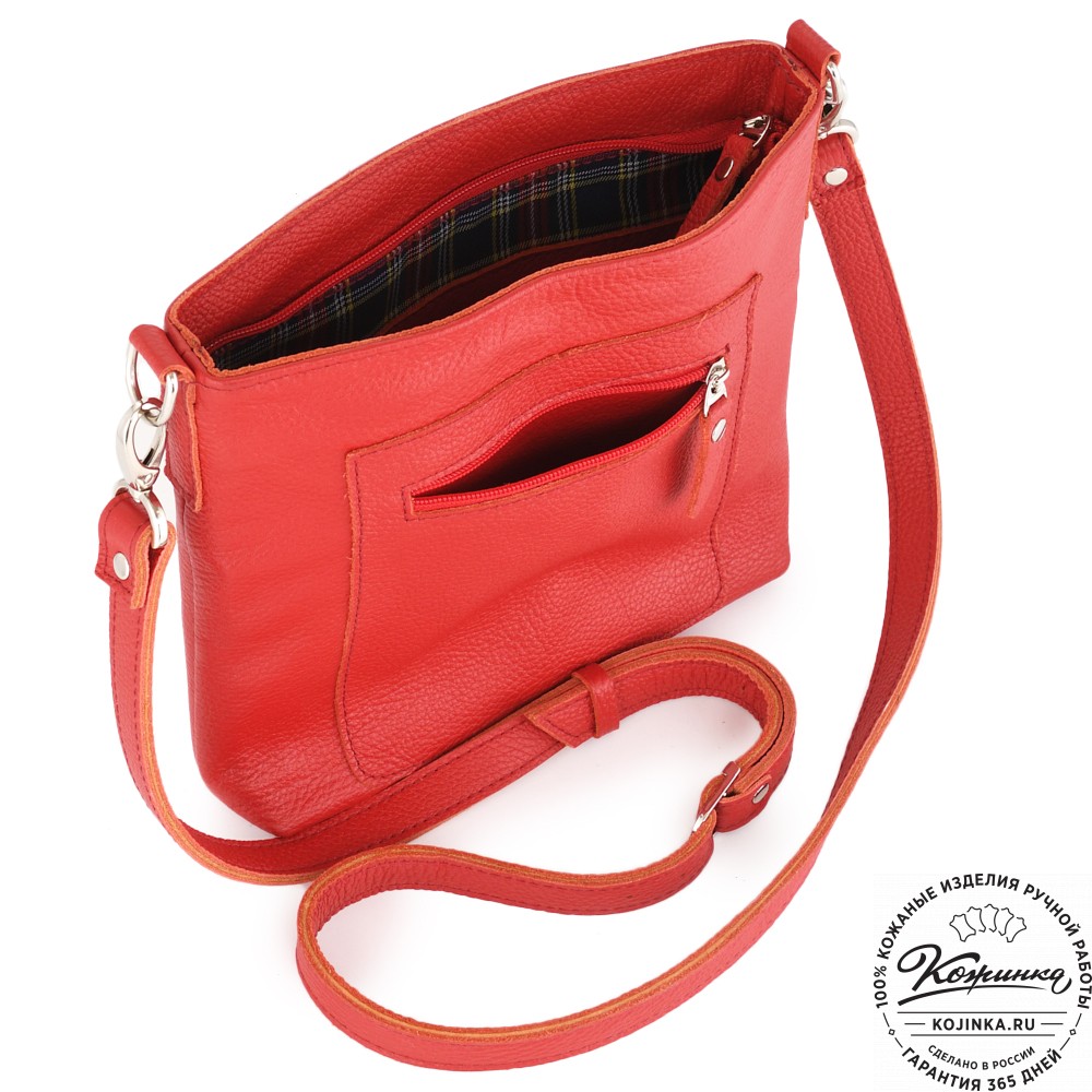  Кожаная сумка "София" (красная)